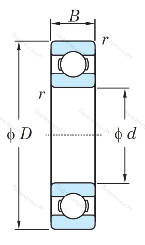 Однорядный шариковый подшипник 6008 CM
