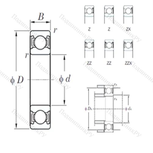Подшипник шариковый радиальный 6836Z от производителя  KOYO Подшипник шариковый радиальный 6836Z от производителя  KOYO