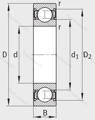 Однорядный шариковый подшипник 63003 A 2RSR от производителя  FAG
