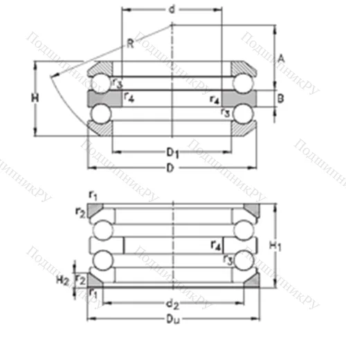 Подшипник шариковый упорный 54205+U 205