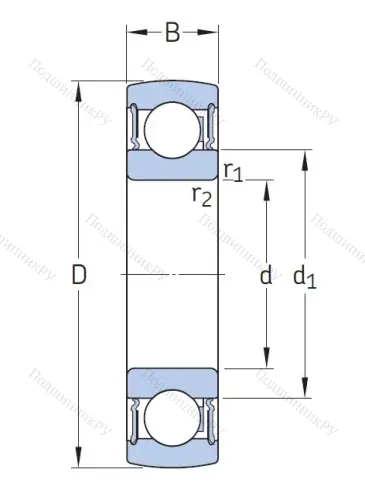 Однорядный шариковый подшипник 1726305-2RS 1 от производителя  SKF Однорядный шариковый подшипник 1726305-2RS 1 от производителя  SKF