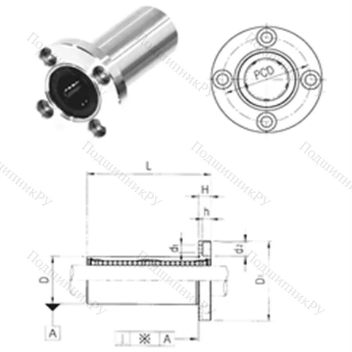 Подшипник шариковый линейный LMF 60L