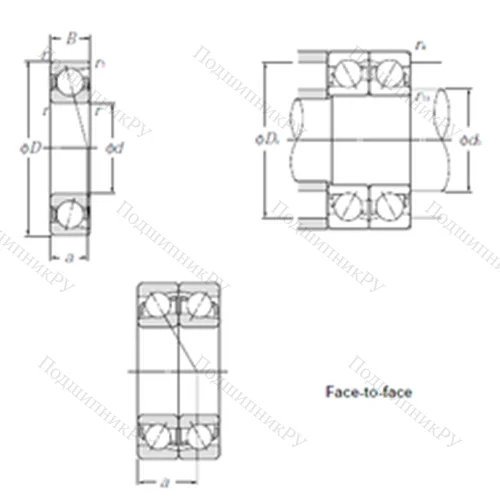 Подшипник шариковый радиально-упорный 7956DF от производителя  NTN