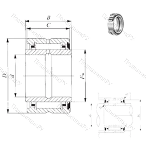 Подшипник игольчатый радиальный BRI 162820 U