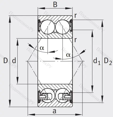 Двухрядный шариковый подшипник 3204 BD XL 2Z TVH от производителя  FAG