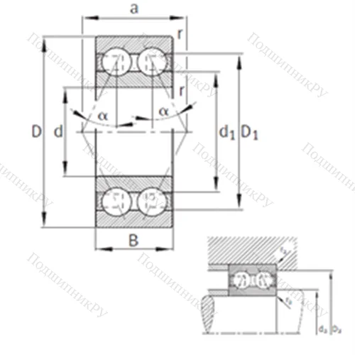Подшипник шариковый радиально-упорный 3211-B-TVH