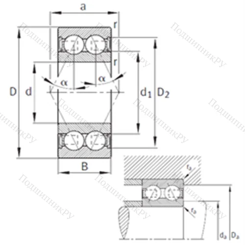 Подшипник шариковый радиально-упорный 3204-B-2RSR-TVH