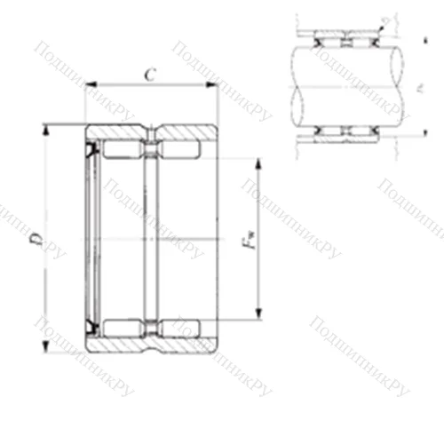 Подшипник игольчатый радиальный GBR 223020 U