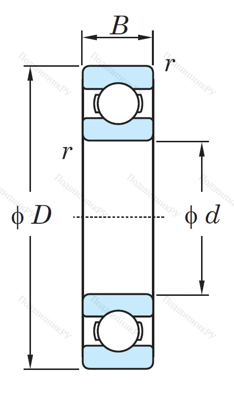 Однорядный шариковый подшипник 6011 C 3