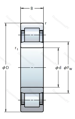 Роликовый цилиндрический подшипник NU 2215 W от производителя  NSK Роликовый цилиндрический подшипник NU 2215 W от производителя  NSK