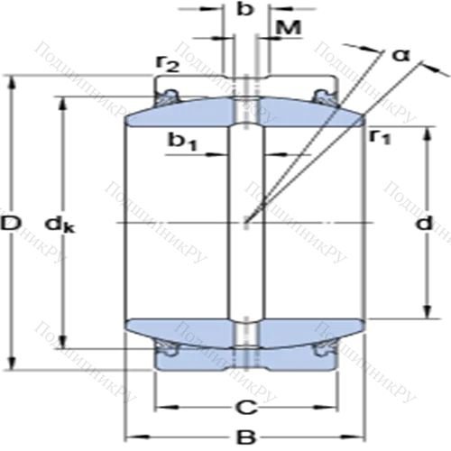 Радиальные сферические подшипники скольжения с контактными поверхностями сталь/сталь, требующие техобслуживания GE 90 ES-2RS
