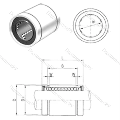 Подшипник шариковый линейный LM 5UU от производителя  Samick Подшипник шариковый линейный LM 5UU от производителя  Samick