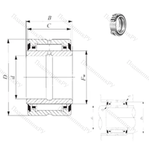 Подшипник игольчатый радиальный BRI 284828 UU
