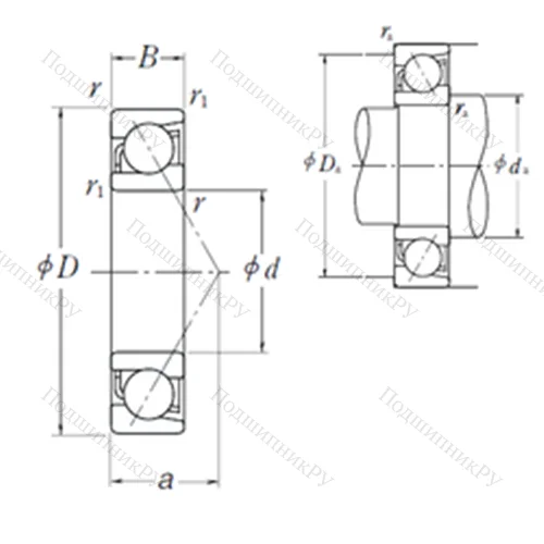 Подшипник шариковый радиально-упорный 7224 B
