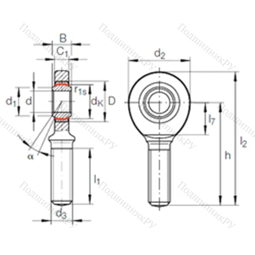 Подшипник скольжения сферический GAR 60 UK-2RS