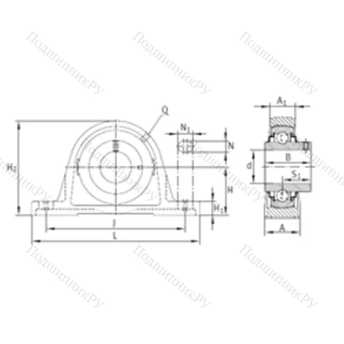 Подшипниковый узел шариковый радиальный RASEY 50-N