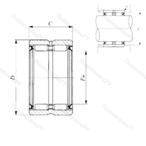 Подшипник игольчатый радиальный GBR 486028 UU