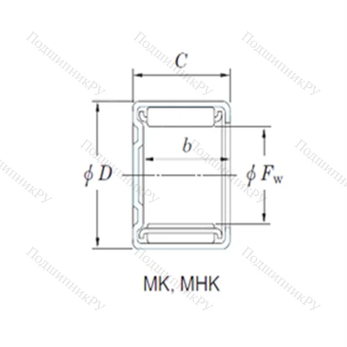 Подшипник игольчатый радиальный MHK 16161 от производителя  KOYO Подшипник игольчатый радиальный MHK 16161 от производителя  KOYO