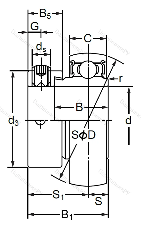 Корпусный подшипник SA 208 (AEL 208) в Нижнем Тагиле