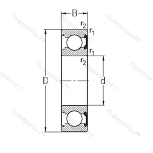 Подшипник шариковый радиальный 61805-2RSR от производителя  NKE Подшипник шариковый радиальный 61805-2RSR от производителя  NKE