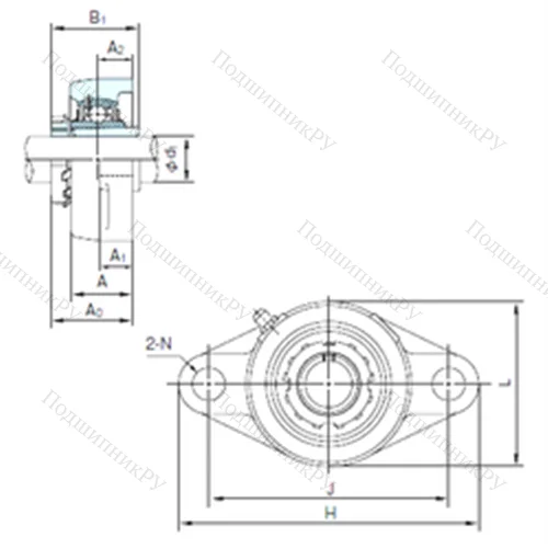 Подшипниковый узел шариковый радиальный UKFL 209+H 2309