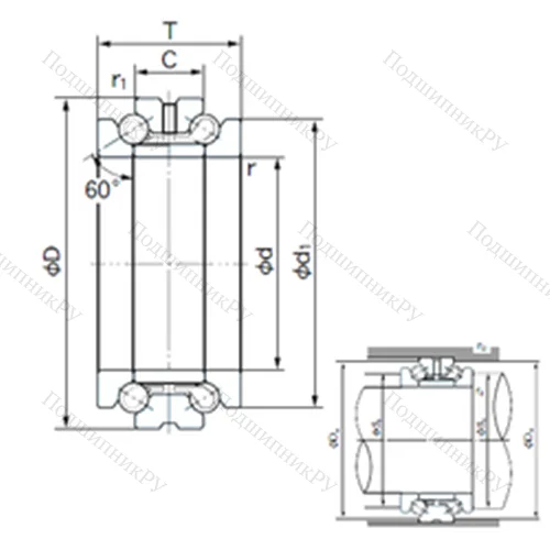 Подшипник шариковый упорно-радиальный 37TAD 20 от производителя  NACHI Подшипник шариковый упорно-радиальный 37TAD 20 от производителя  NACHI