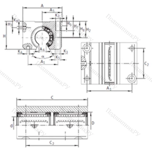 Подшипник шариковый линейный KTNO 25 C-PP-AS