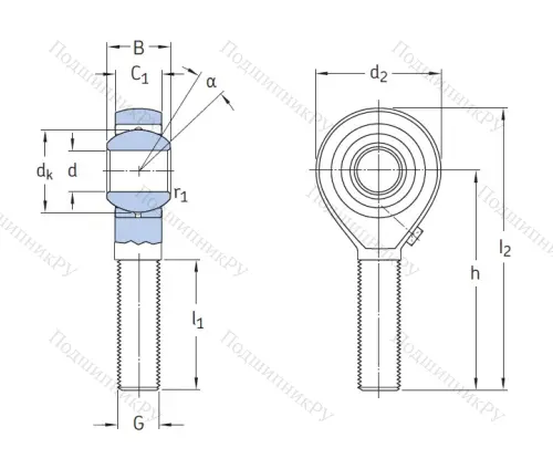 Наконечник штока с внешней реьбой SAKAC 22 M