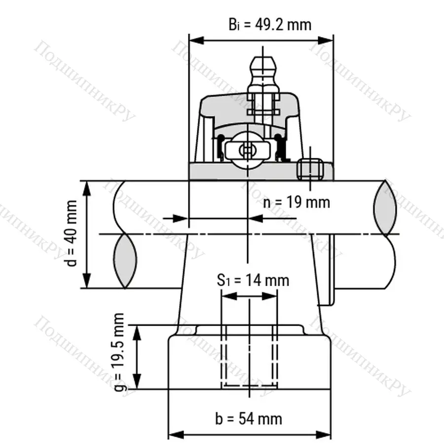 Подшипниковый узел SS-UCPPL 208 - Вал: 40 мм