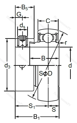 Корпусный подшипник SA 207 (AEL 207) PGOCR45ZP3 в Нижнем Тагиле