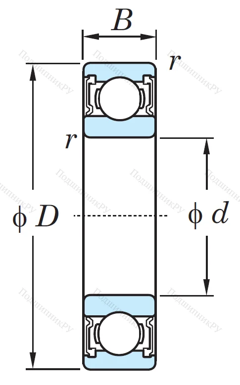 Однорядный шариковый подшипник 6007 2RS CМ