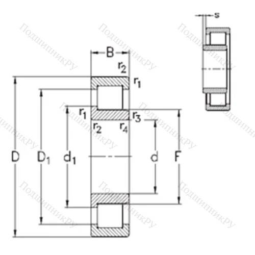 Подшипник роликовый радиальный NJ 2338-E-M 6