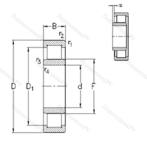 Подшипник роликовый радиальный NU 2222-E-M 6
