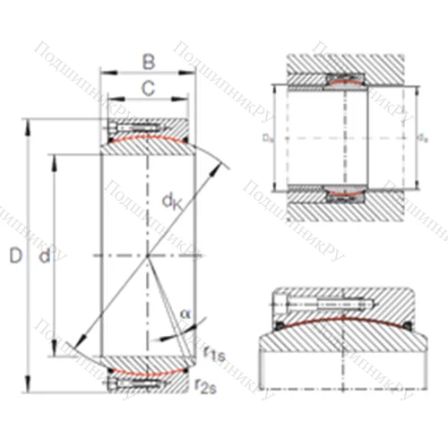 Подшипник скольжения сферический GE 1000 DW-2RS 2
