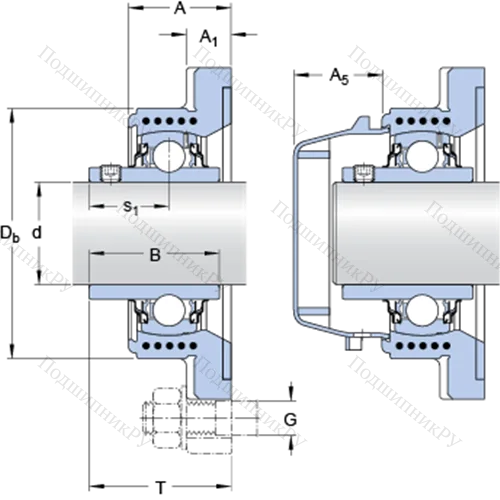 Фланцевые подшипниковые узлы типа Y (корпус типа Y-TECH, квадратный фланец, крепление стопорными винтами) FYWK 25 YTH