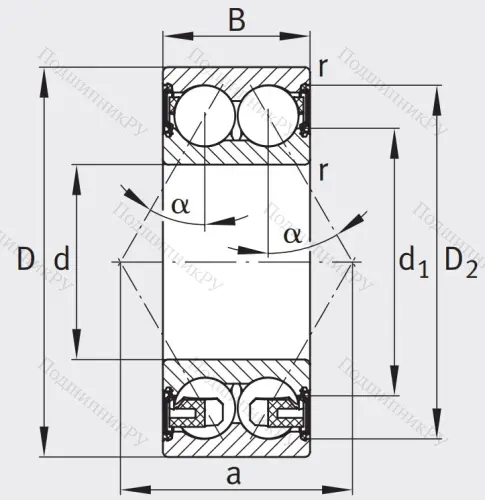 Двухрядный шариковый подшипник 3207 BD XL 2HRS TVH от производителя  FAG