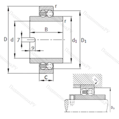Подшипник шариковый радиальный самоцентрирующийся 11205-TVH