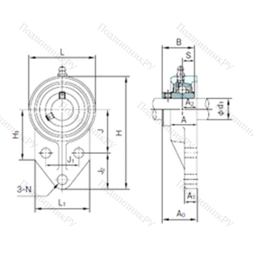 Подшипниковый узел шариковый радиальный UCFK 208