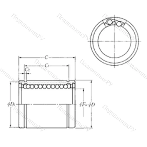 Подшипник шариковый линейный KLM 10LL