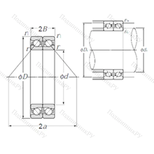 Подшипник шариковый радиально-упорный HTA 956DB от производителя  NTN Подшипник шариковый радиально-упорный HTA 956DB от производителя  NTN