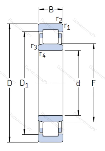 Роликовый цилиндрический подшипник NU 1020 M/C 3 от производителя  SKF