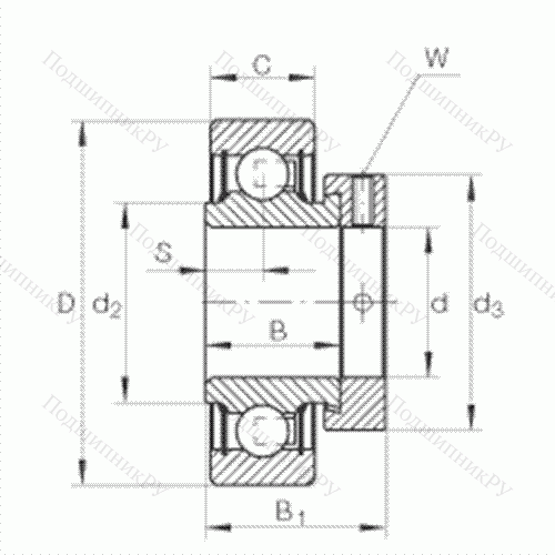 Подшипник шариковый закрепляемый RA 108-NPP от производителя  INA Подшипник шариковый закрепляемый RA 108-NPP от производителя  INA