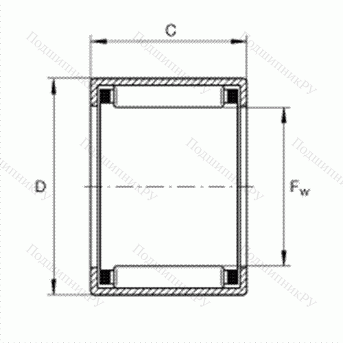 Подшипник роликовый игольчатый с одним наружным штампованным кольцом SCE 34-TN от производителя  INA