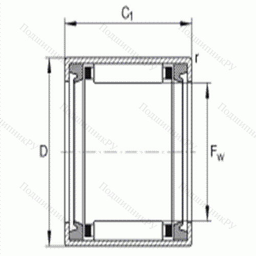 Подшипник роликовый игольчатый с одним наружным штампованным кольцом HK 2820-2RS от производителя  INA Подшипник роликовый игольчатый с одним наружным штампованным кольцом HK 2820-2RS от производителя  INA