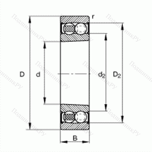 Подшипник шариковый радиально-сферический 2208-K-2RS-TVH-C 3 от производителя  FAG Подшипник шариковый радиально-сферический 2208-K-2RS-TVH-C 3 от производителя  FAG