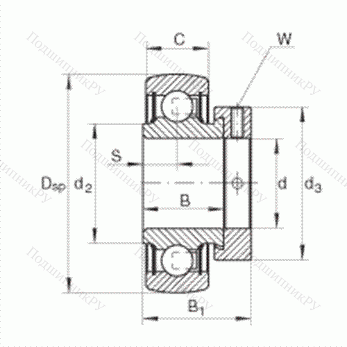 Подшипник шариковый закрепляемый RA 108-NPP-B от производителя  INA Подшипник шариковый закрепляемый RA 108-NPP-B от производителя  INA
