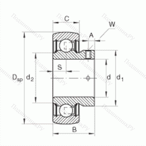 Подшипник шариковый закрепляемый AY 12-NPP-B от производителя  INA Подшипник шариковый закрепляемый AY 12-NPP-B от производителя  INA