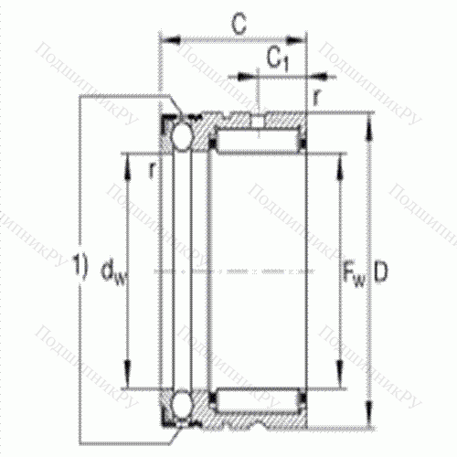 Шарикоподшипник упорный комбинированный с игольчатыми роликами NX 17