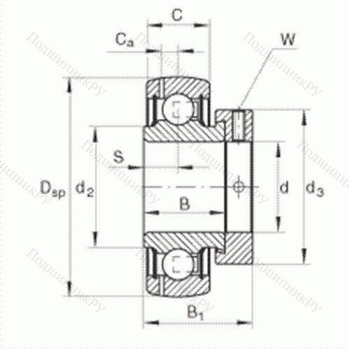 Подшипник шариковый закрепляемый GRAE 12-NPP-B от производителя  INA Подшипник шариковый закрепляемый GRAE 12-NPP-B от производителя  INA