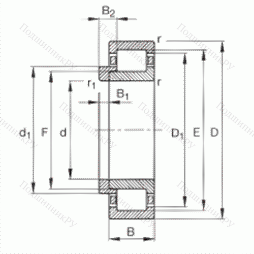Подшипник роликовый радиальный NJ 2314-E-TVP 2 + HJ 2314-E от производителя  FAG Подшипник роликовый радиальный NJ 2314-E-TVP 2 + HJ 2314-E от производителя  FAG